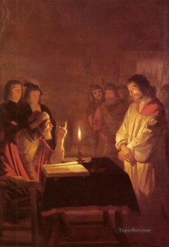 Cristo ante el Sumo Sacerdote con velas nocturnas Gerard van Honthorst Pinturas al óleo